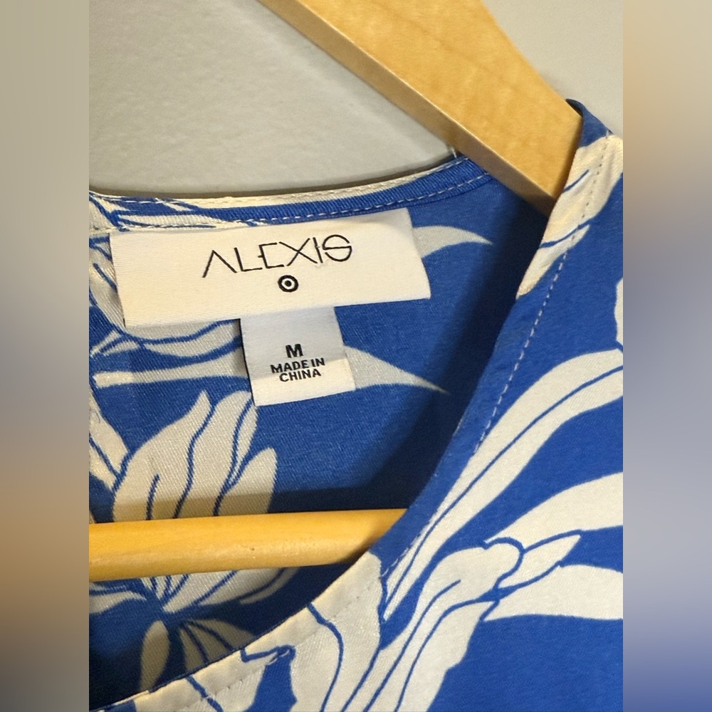 Alexis x Target Blue White Floral Mini Dress Shift Long Sleeve Size M‎ - Picture 5 of 7